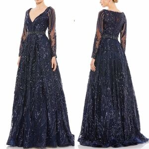 MAC DUGGAL Long Sleeve Embellished Evening Gown size 18 style 67113 NWT